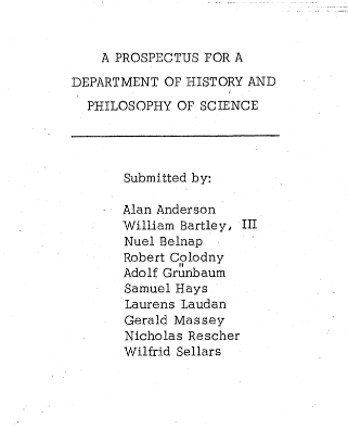 A Prospectus for a Department of History and Philosophy of Science